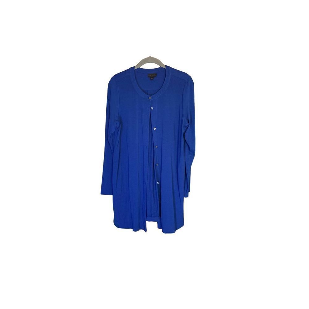 J Jill wherever women’s tunic cardigan, long sleeve, blue with pockets, size med